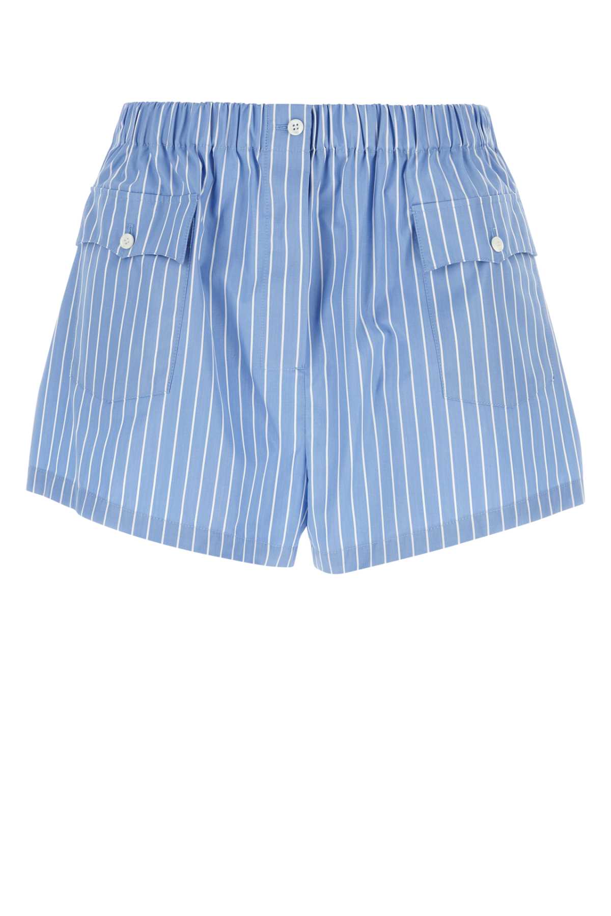 PRADA Embroidered Poplin Mini Shorts