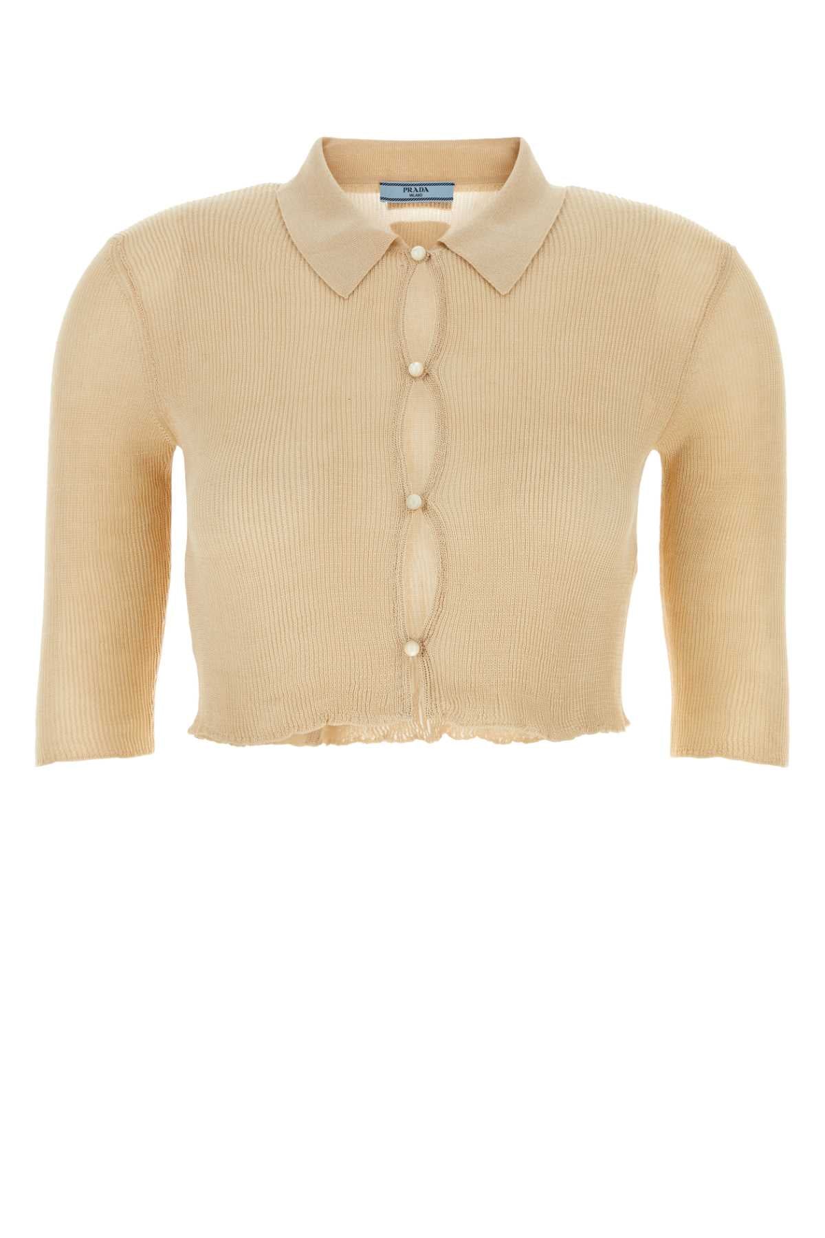 PRADA Elegant Sand Knit Cardigan