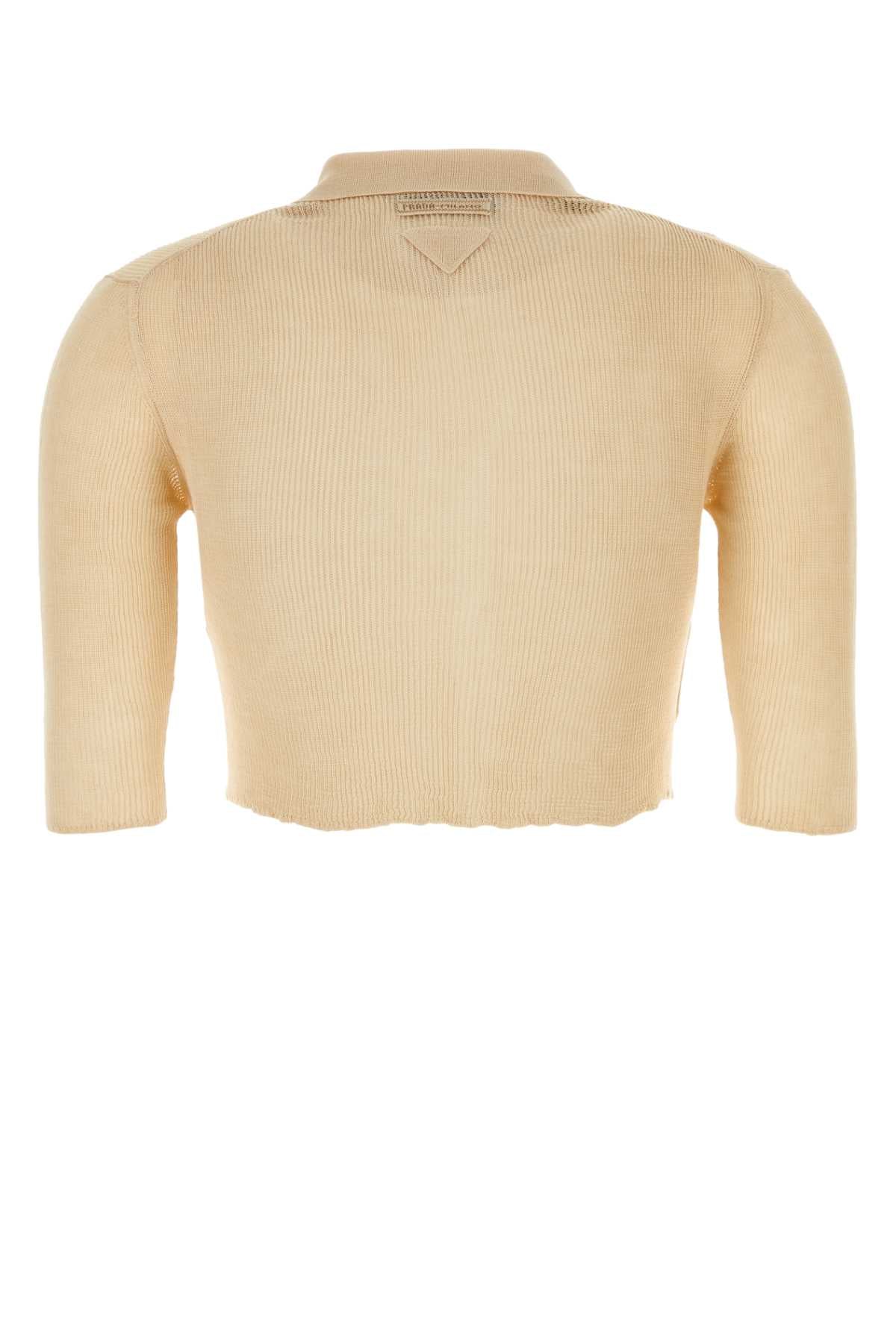 PRADA Elegant Sand Knit Cardigan