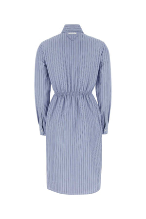 PRADA Embroidered Chambray Mini Shirt Dress