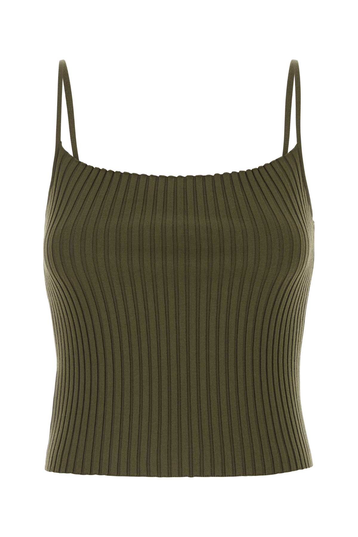 PRADA Army Green Stretch Cotton Blend Tank Top