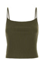 PRADA Army Green Stretch Cotton Blend Tank Top