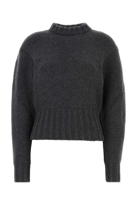 ALEXANDER MCQUEEN Melange Dark Grey Stretch Knit Sweater for Women