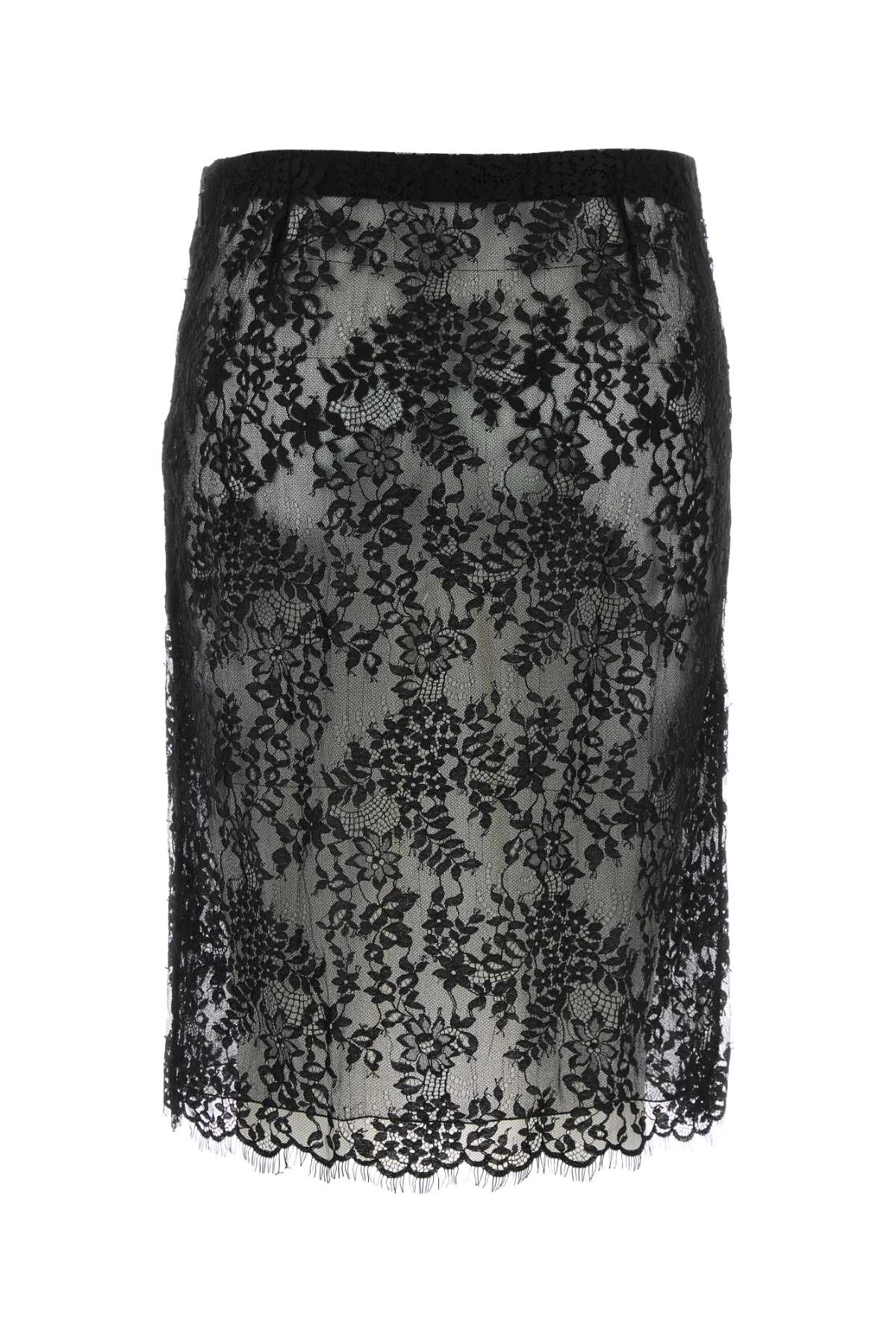 SAINT LAURENT Chic Black Lace Mini Skirt