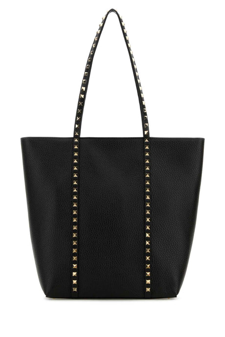 VALENTINO GARAVANI Chic Black Leather Rockstud Handbag - 25cm