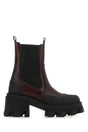 GANNI Two-Tone Leather and Rubber Ankle Boots with 7.5 cm Heel