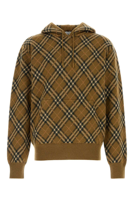 BURBERRY Checked Embroidered Wool Blend Sweatshirt for Men