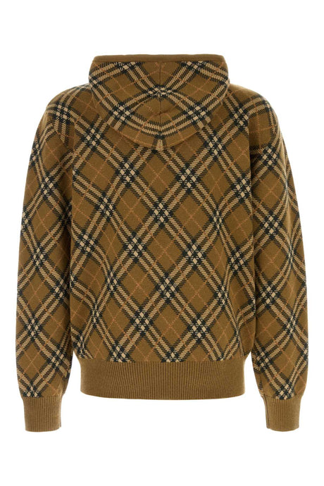 BURBERRY Checked Embroidered Wool Blend Sweatshirt for Men