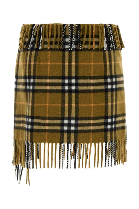 BURBERRY Chic Embroidered Wool Blend Mini Skirt