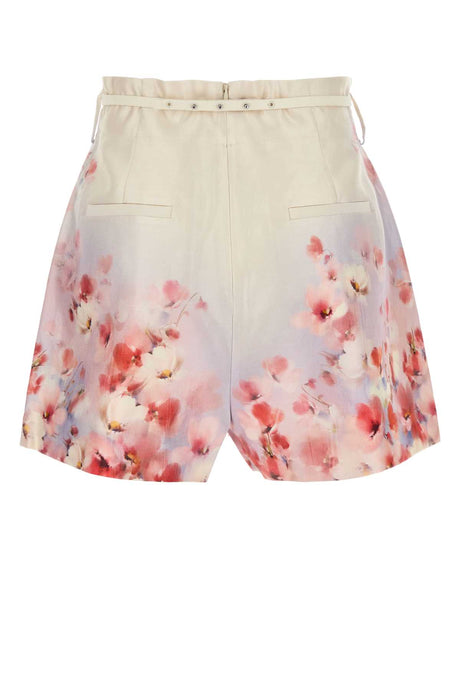 ZIMMERMANN Floral Printed Satin Crush Mini Shorts