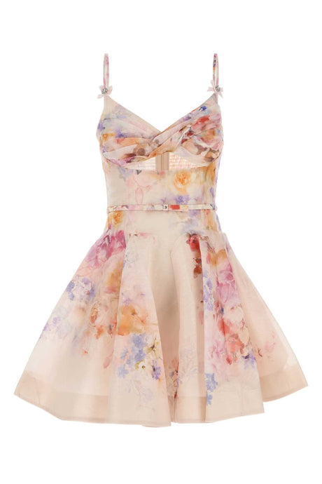 ZIMMERMANN Floral Printed Linen Blend Mini Dress