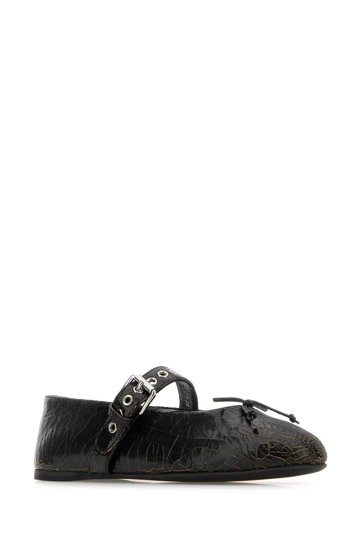 MIU MIU Classic Black Leather Ballerinas