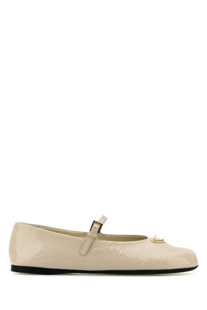 PRADA Ivory Leather Ballerina Flats for Women