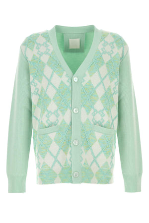 GIVENCHY Pastel Green Wool Blend Cardigan for Men