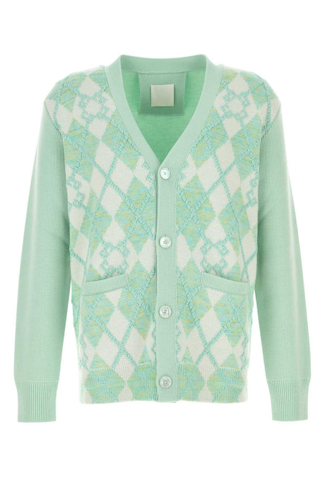 GIVENCHY Pastel Green Wool Blend Cardigan for Men