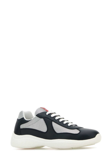 PRADA Stylish Two-tone Leather and Tech Fabric Sneaker