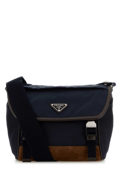 PRADA Two-tone Mini Nylon and Leather Crossbody Handbag