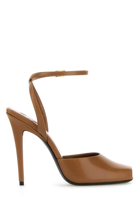 SAINT LAURENT Elevated Leather Le Scandal Sandals - 11 cm Heel