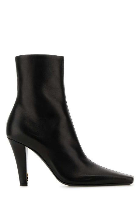 SAINT LAURENT Chic Black Leather Ankle Boots with 9.5 cm Heel