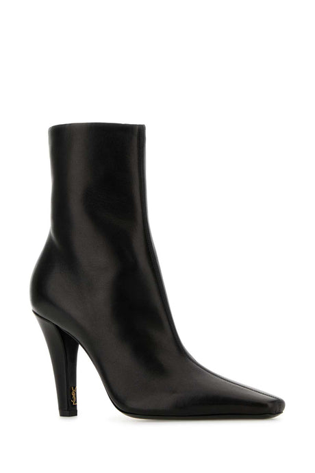 SAINT LAURENT Chic Black Leather Ankle Boots with 9.5 cm Heel