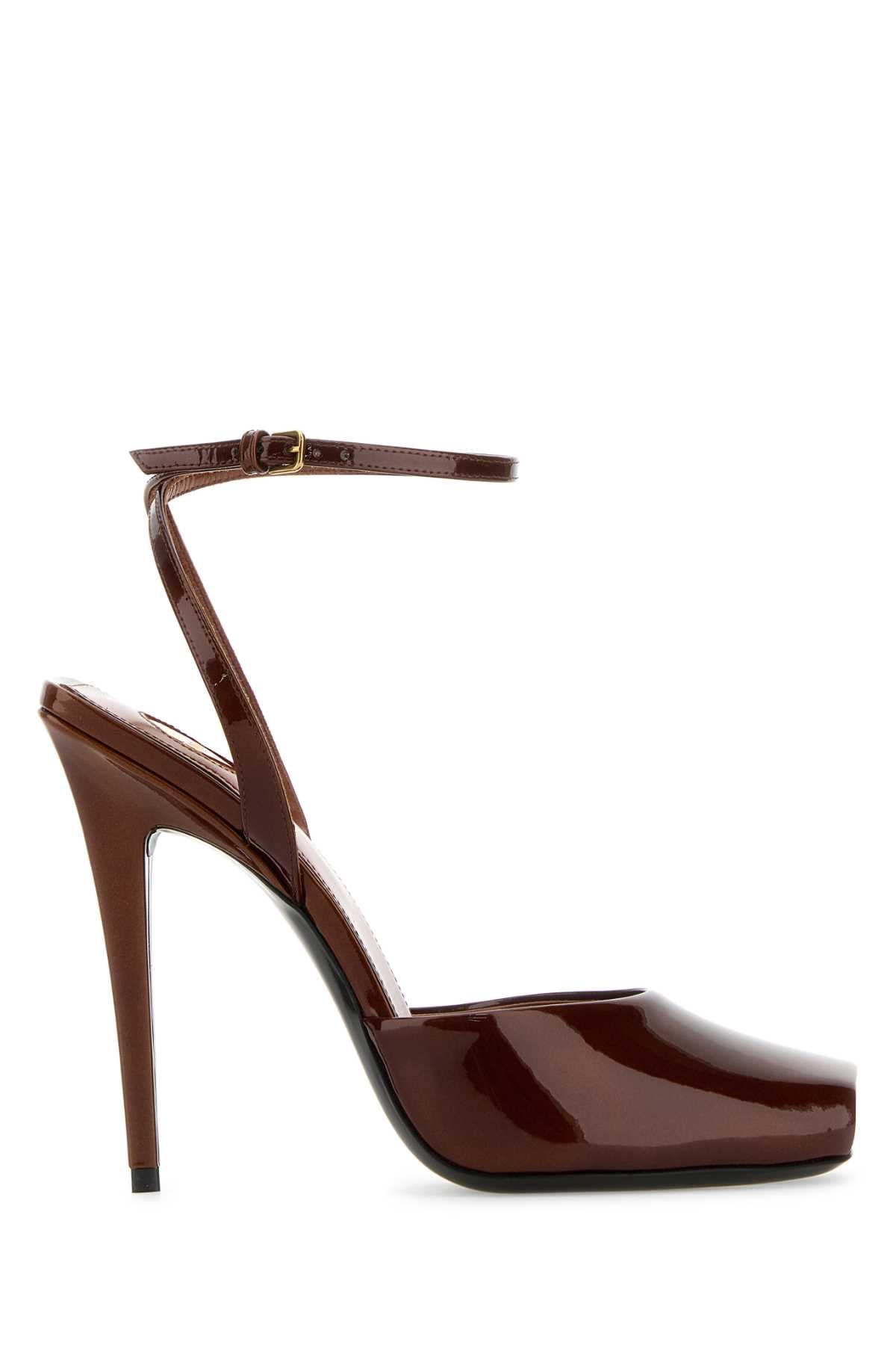 SAINT LAURENT Caramel Leather Le Scandal Sandals with 11 cm Heel