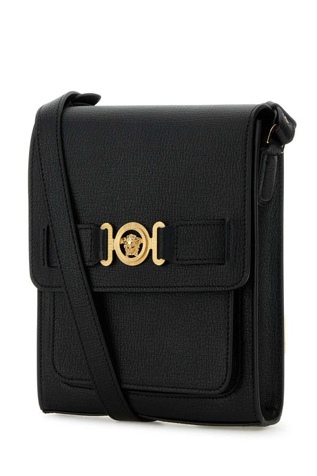 VERSACE Mini Black Leather Crossbody Handbag with Medusa Design