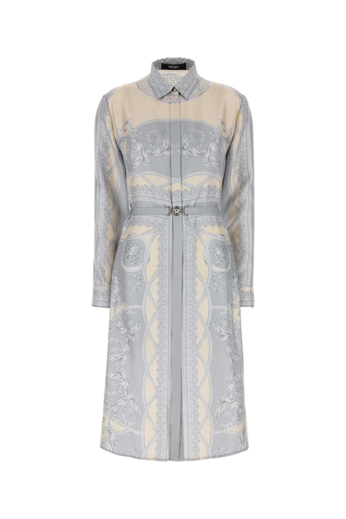 VERSACE Printed Silk Mini Shirt Dress for Women