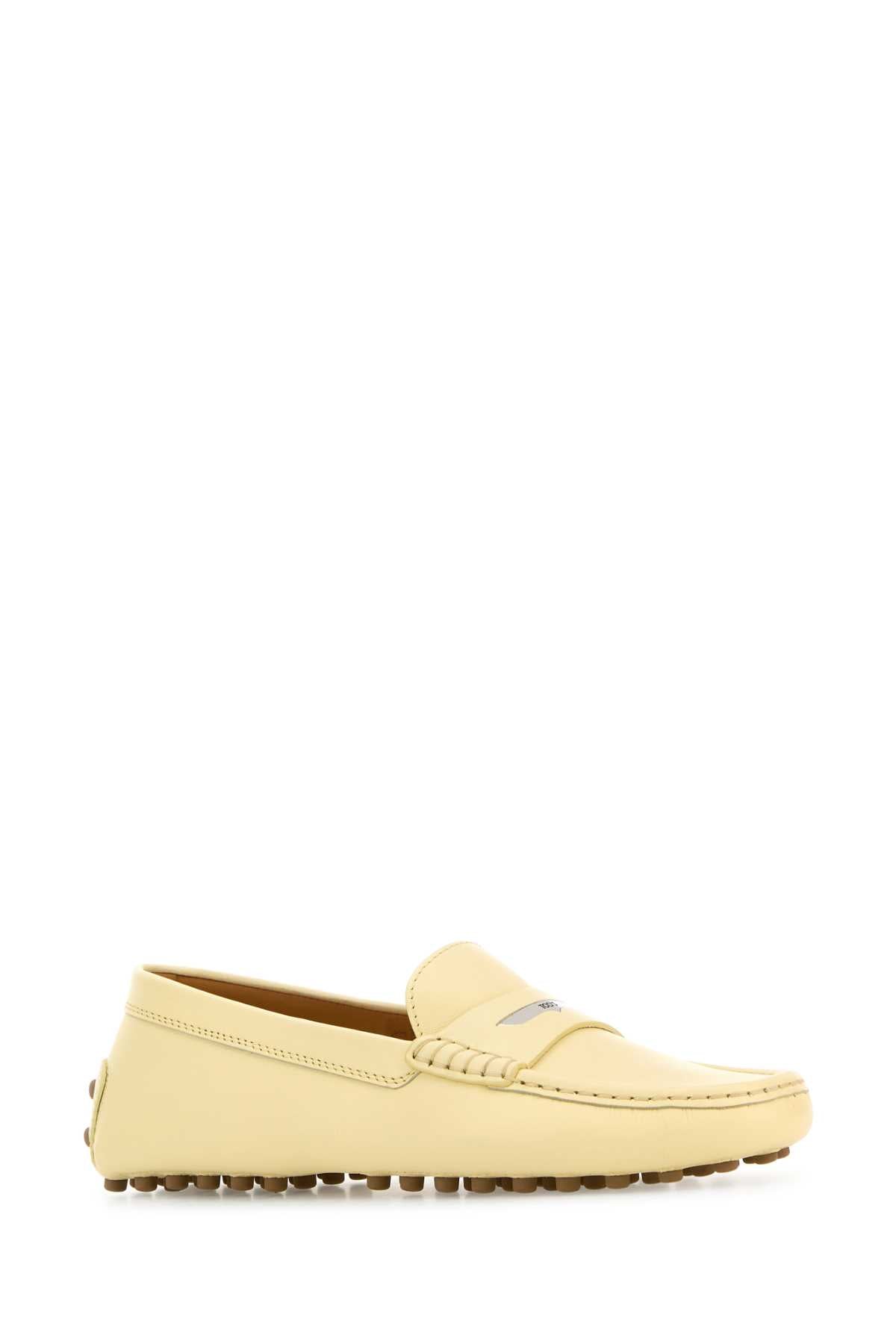 TOD'S Pastel Yellow Leather Loafers for Women