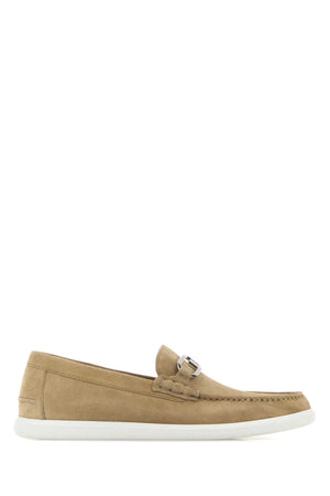 FENDI Cappuccino Suede O Lock Light Loafers