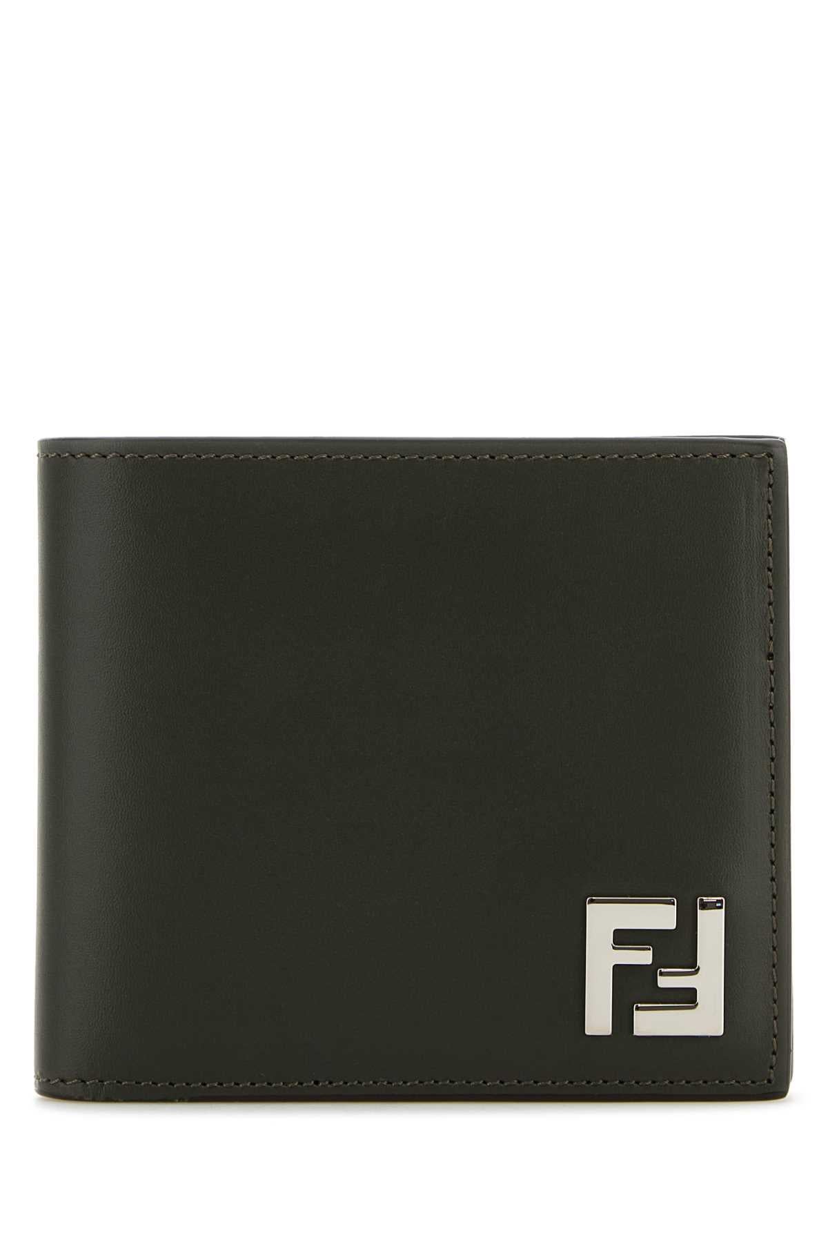 FENDI Mini Dark Grey Leather Wallet