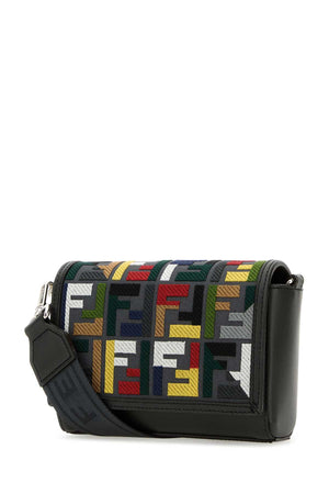 FENDI Mini Embroidered Canvas Crossbody Handbag