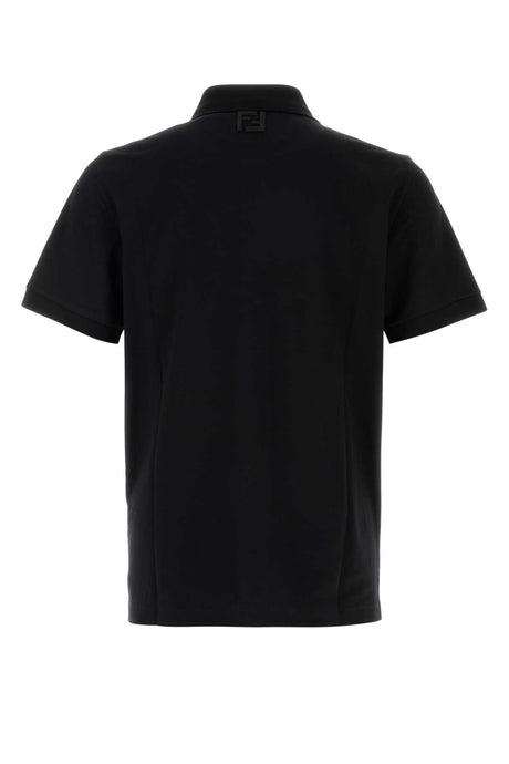 FENDI Classic Black Piquet Polo Shirt for Men