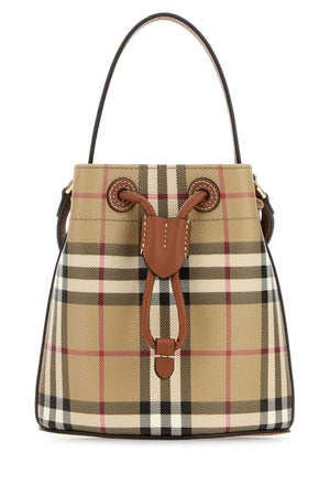 BURBERRY Elegant Printed Mini Check Bucket Handbag