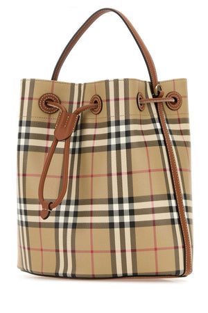 BURBERRY Chic Printed Canvas Check Bucket Handbag - 29 cm Width