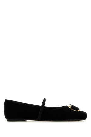 SALVATORE FERRAGAMO Elegant Black Velvet Zina Ballet Flats for Women