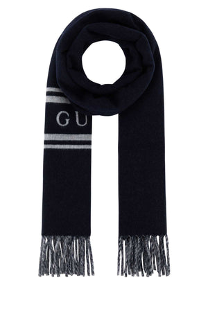 GUCCI Midnight Blue Wool Blend Scarf - 180 cm x 37 cm