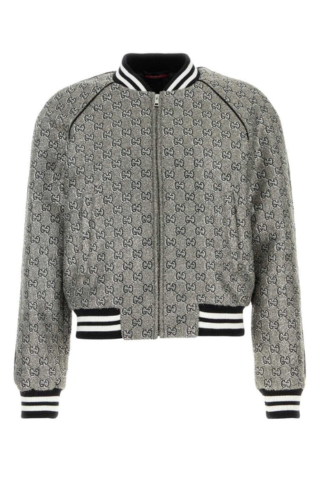 GUCCI Embellished Tweed Bomber Jacket for Men