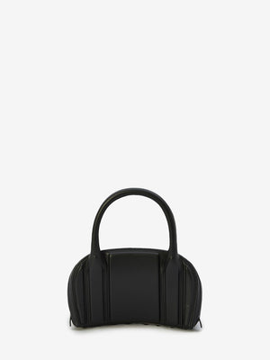 ALEXANDER WANG Black Lambskin Mini Top-Handle Handbag with Detachable Strap, 13x22x8cm