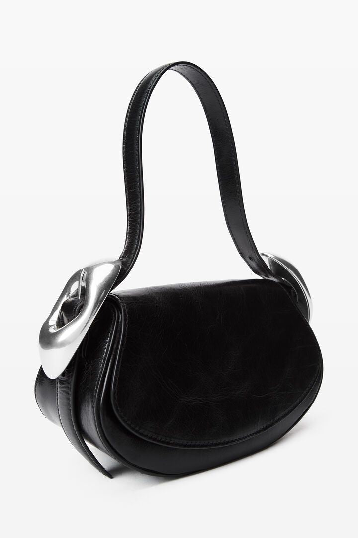 ALEXANDER WANG Elegant Small Flap Mini Handbag in Luxurious Black Leather