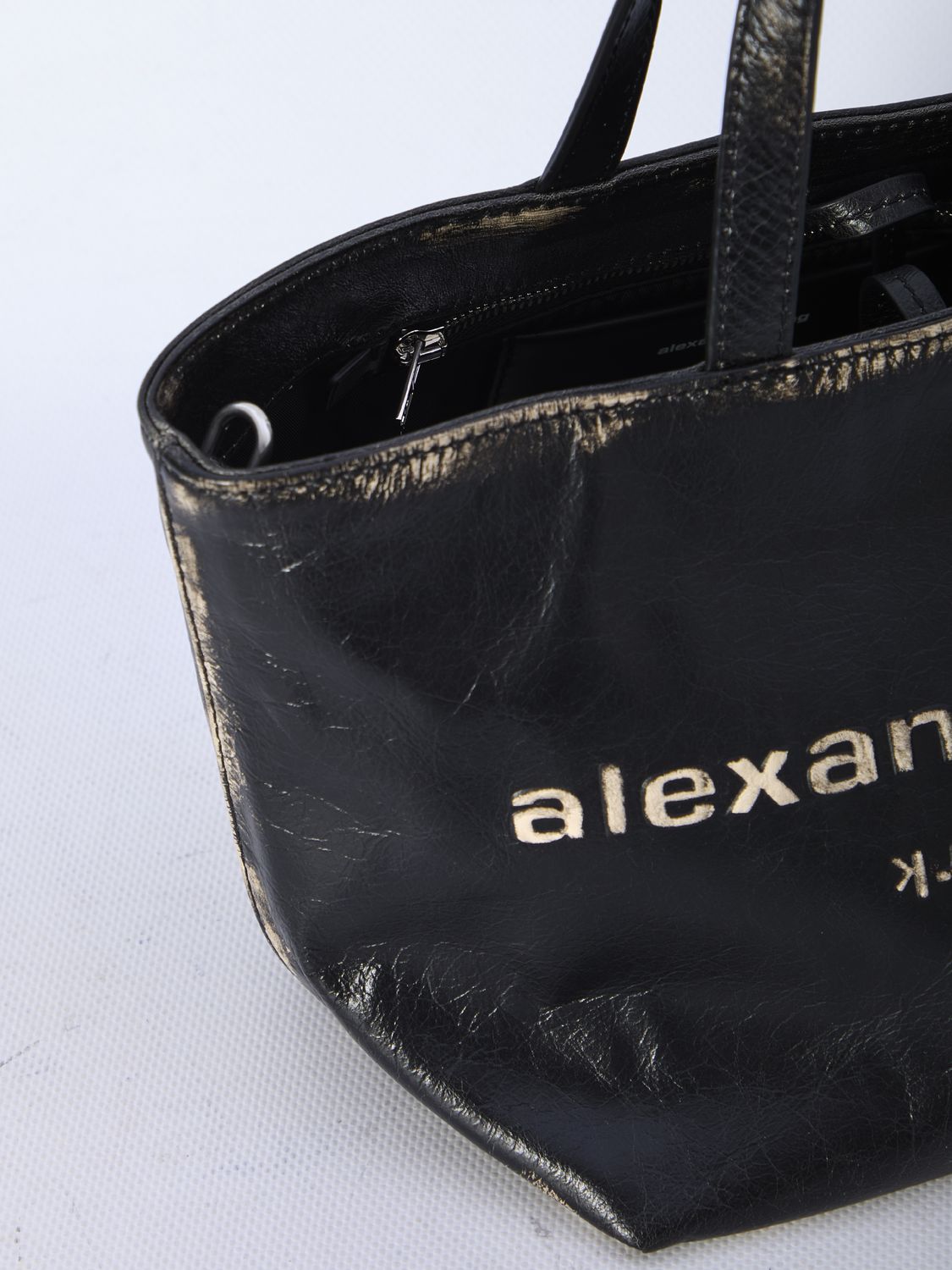 ALEXANDER WANG Mini Brushed Black Leather Tote Handbag