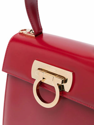 FERRAGAMO Luxurious Red Leather Top Handle Handbag for Women | FW24 Collection