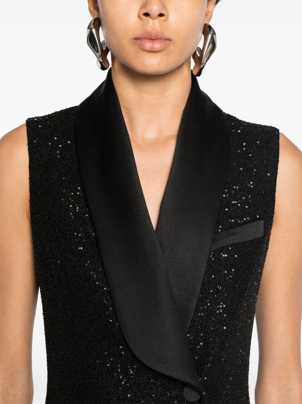 MAX MARA PIANOFORTE Chic Black Sequined Mini Tuxedo Dress