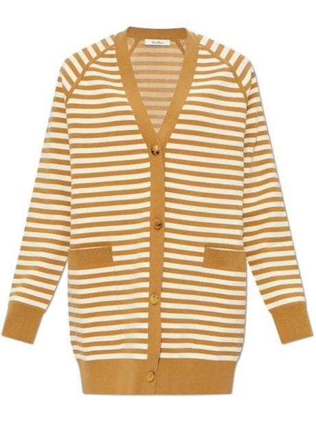 MAX MARA Elegant Striped V-Neck Cardigan