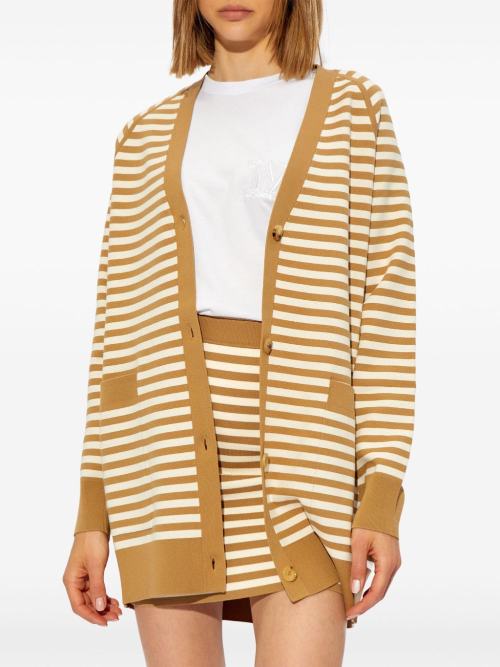 MAX MARA Elegant Striped V-Neck Cardigan