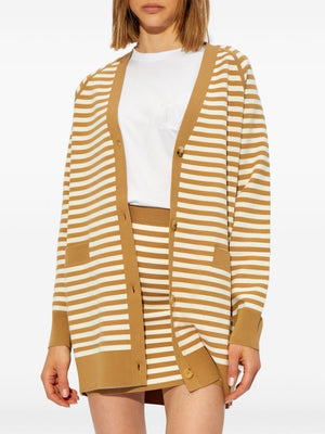 MAX MARA Elegant Striped V-Neck Cardigan