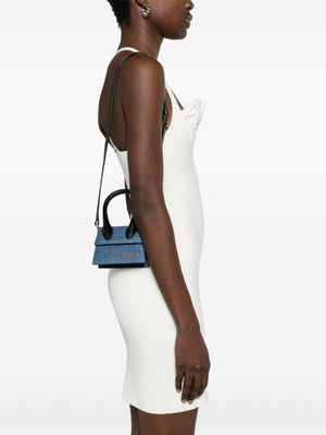 JACQUEMUS Indigo Blue Mini Cotton Denim Handbag with Leather Accents and Silver-Tone Hardware