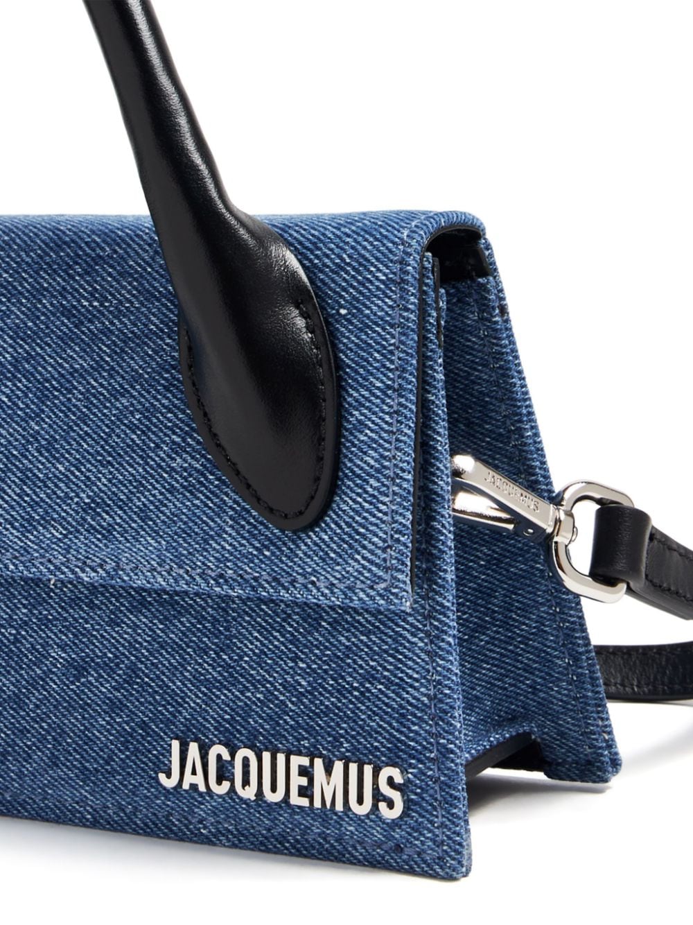 JACQUEMUS Mini Denim Leather Foldover Top Handbag