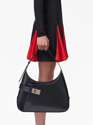 FERRAGAMO Black Asymmetrical Pocket Shoulder Bag for Women - SS24 Collection