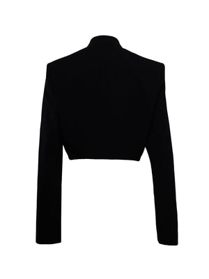 MAGDA BUTRYM Floral Appliqué Black Cropped Jacket for Women