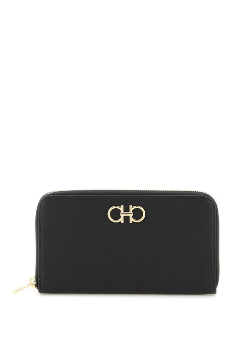 FERRAGAMO Gancini Hook Continental Wallet - Black